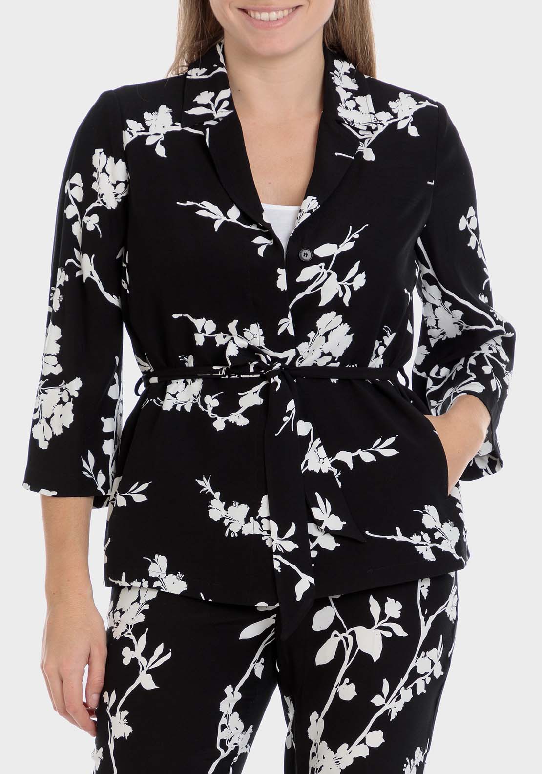 Punt Roma Printed Jacket - Black 2 Shaws Department Stores