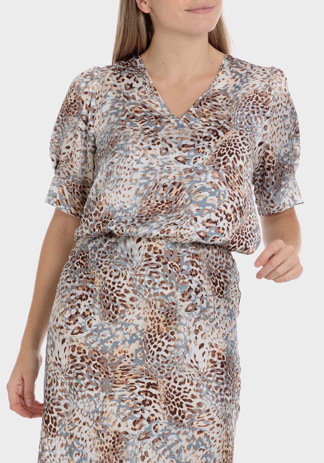 Punt Roma Animal Print Blouse - Beige 2 Shaws Department Stores