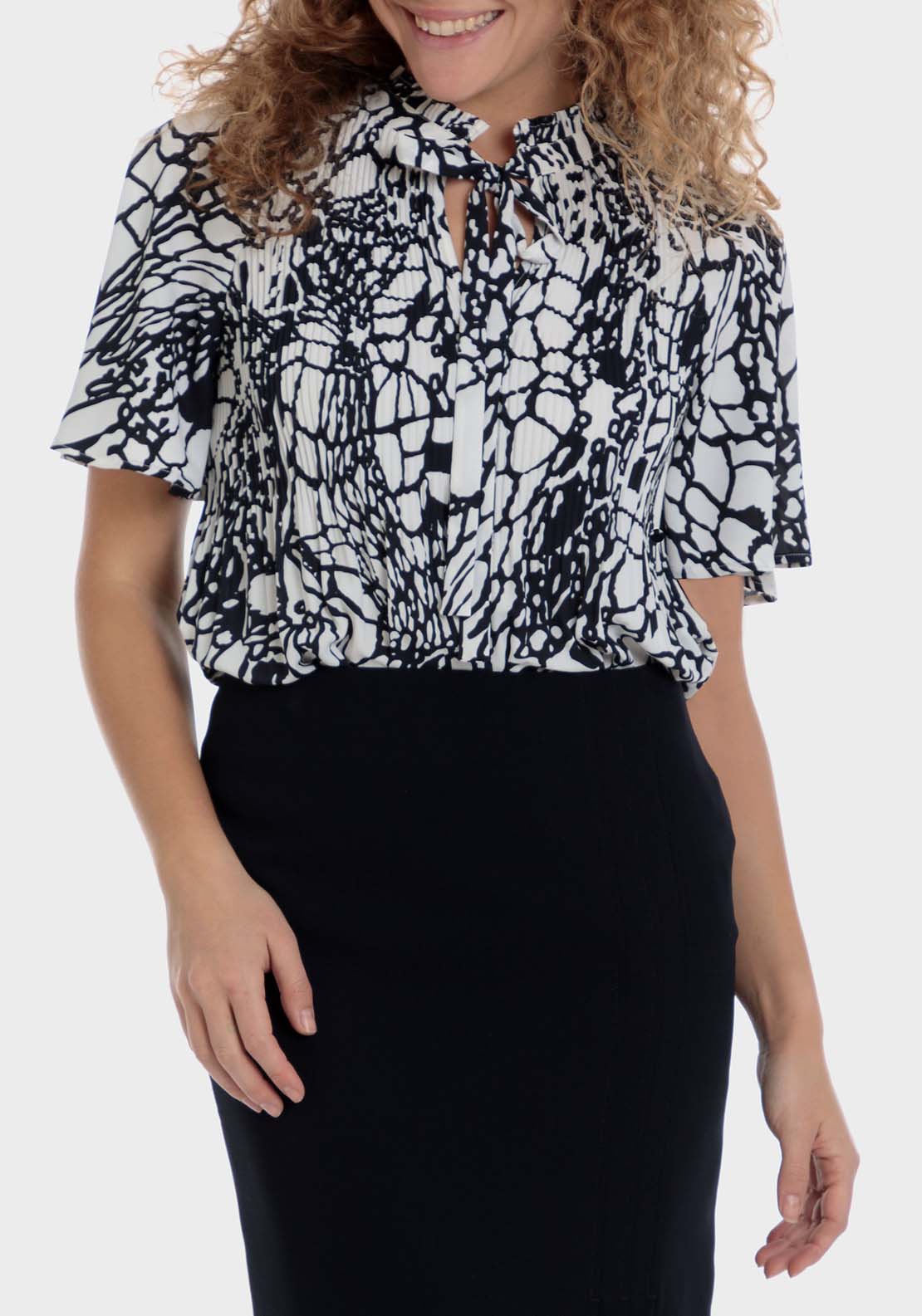 Punt Roma Pleated Printed Blouse 1 Shaws Department Stores