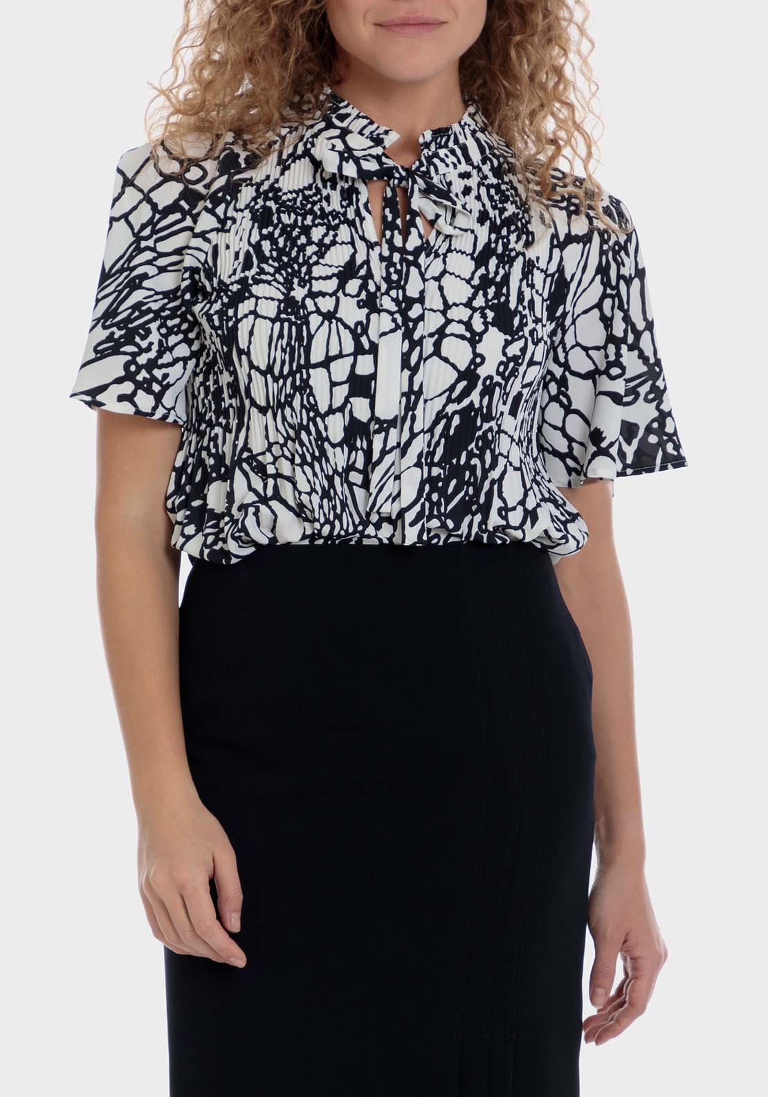 Punt Roma Pleated Printed Blouse 3 Shaws Department Stores