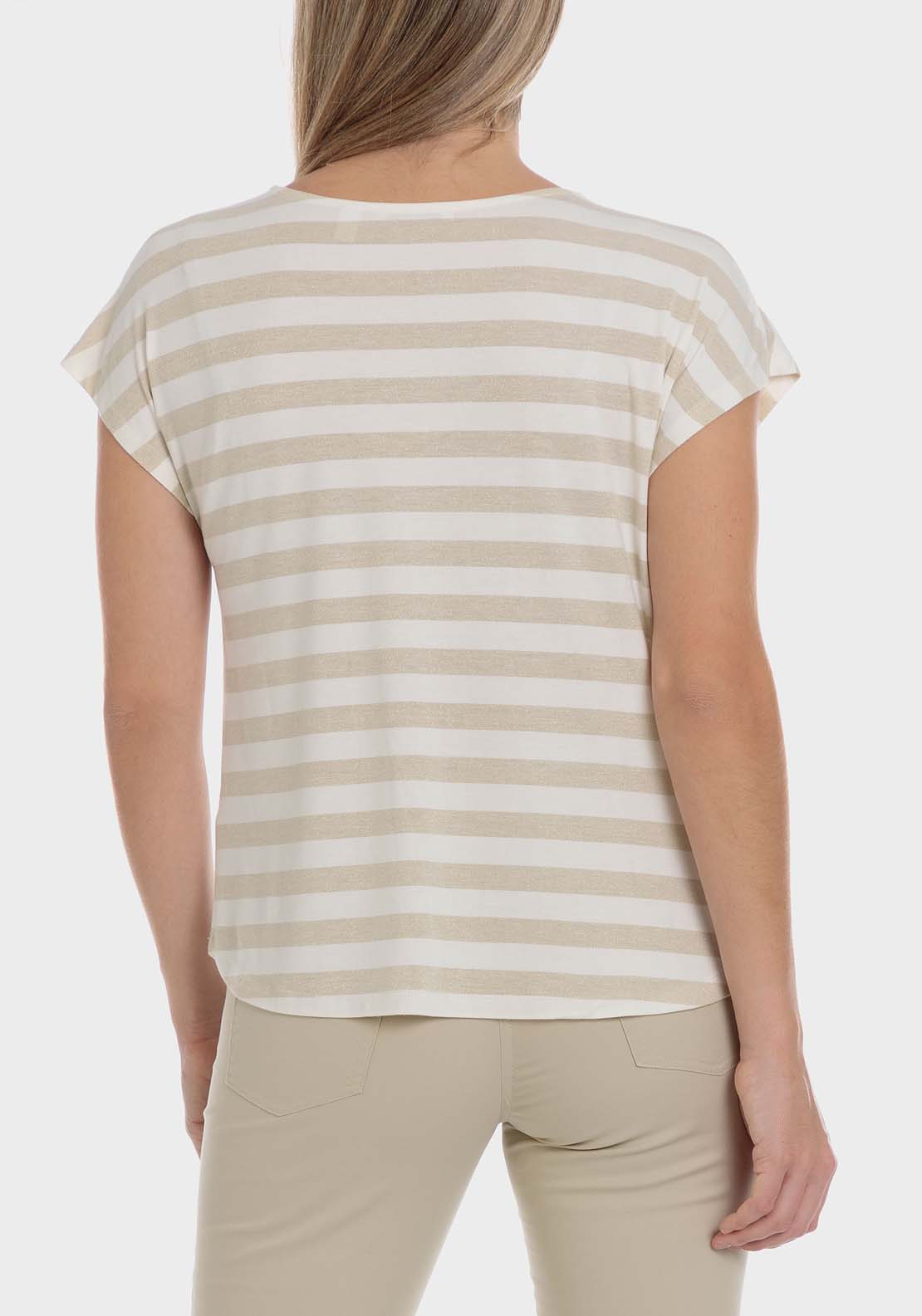 Punt Roma Metallic Thread T-Shirt - Beige 2 Shaws Department Stores