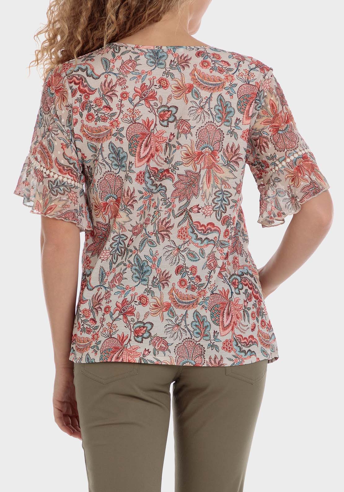 Punt Roma Printed Plumetti T-Shirt - Beige 2 Shaws Department Stores