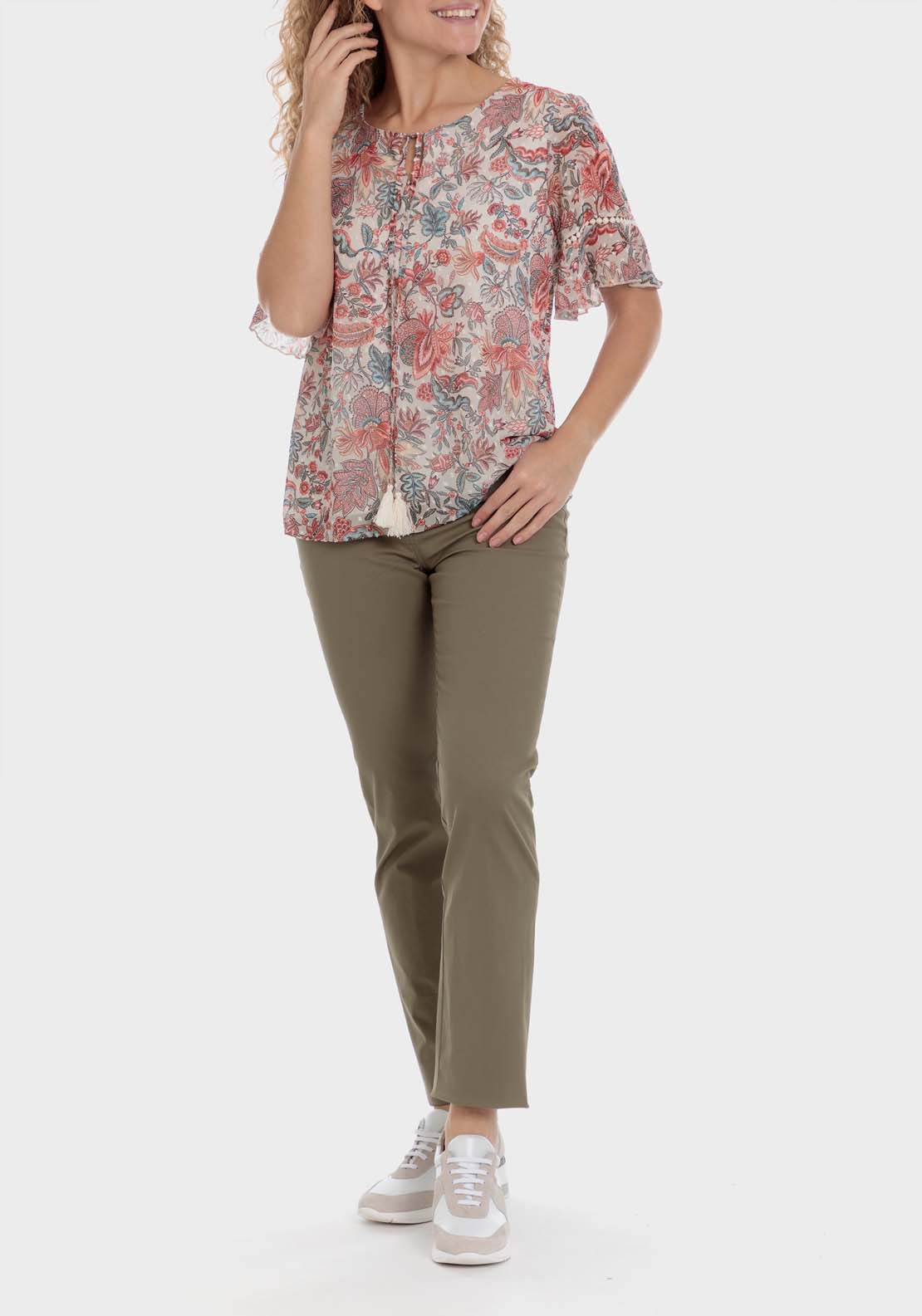 Punt Roma Printed Plumetti T-Shirt - Beige 3 Shaws Department Stores