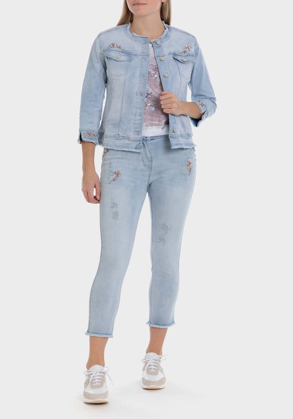Punt Roma Denim Jacket With Gemstones 3 Shaws Department Stores