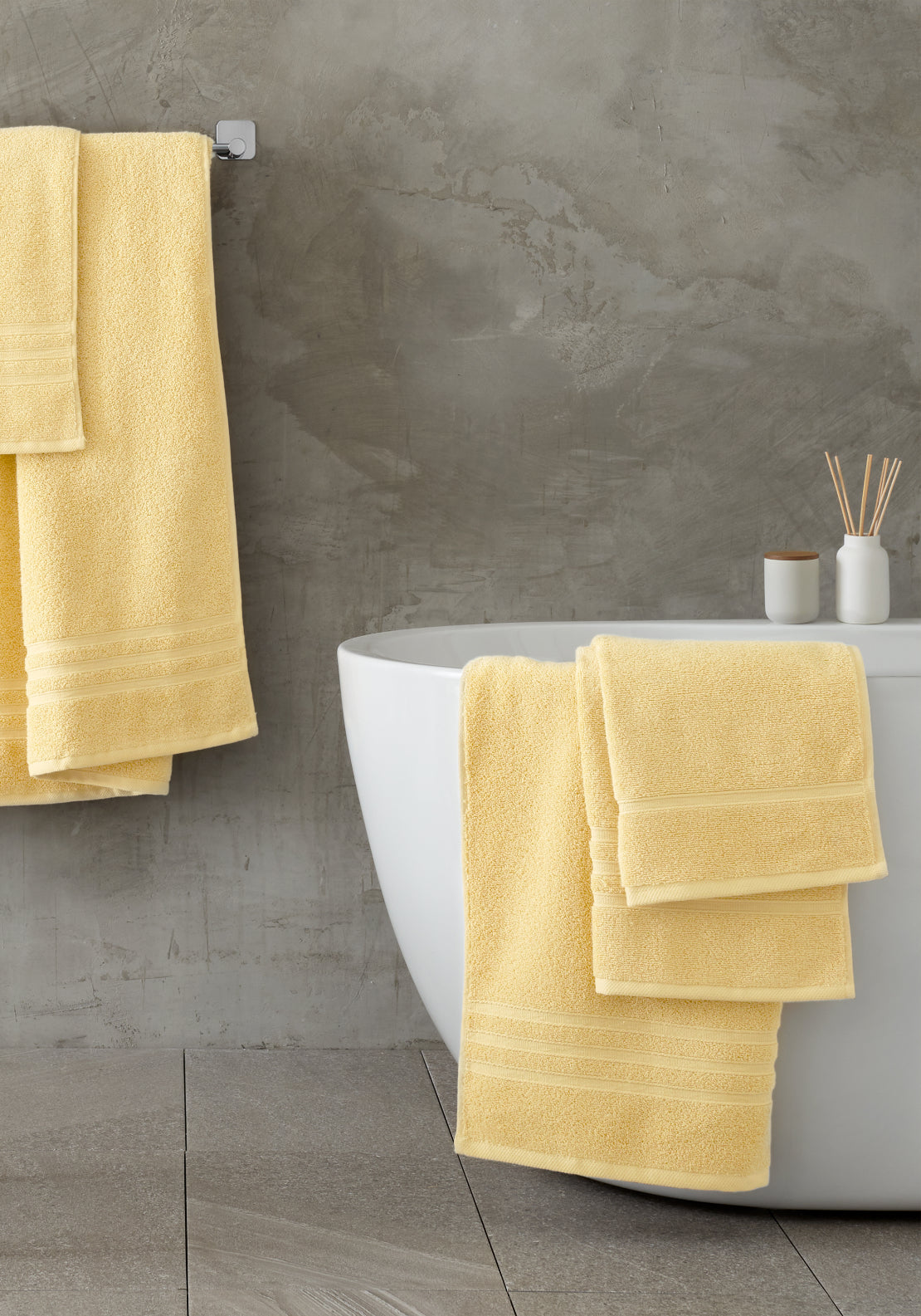 Catherine Lansfield 100% Cotton Zero Twist Towel 450gsm - Yellow 1 Shaws Department Stores