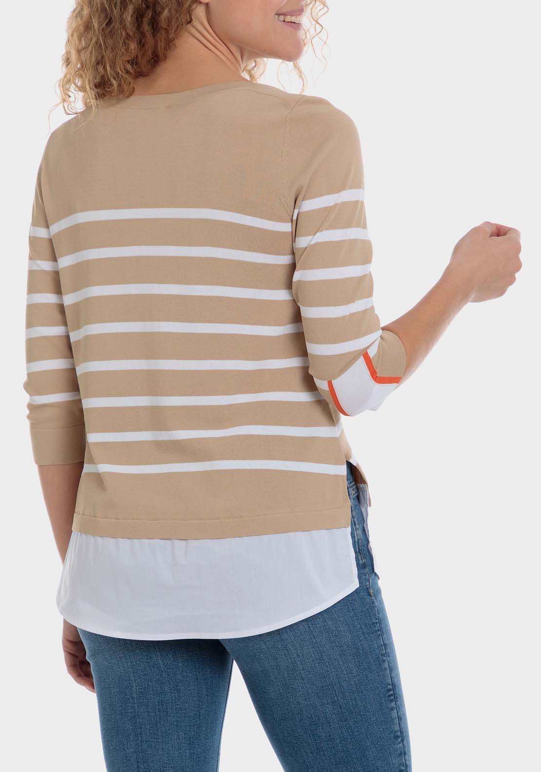 Punt Roma Striped Sweater - Beige 2 Shaws Department Stores