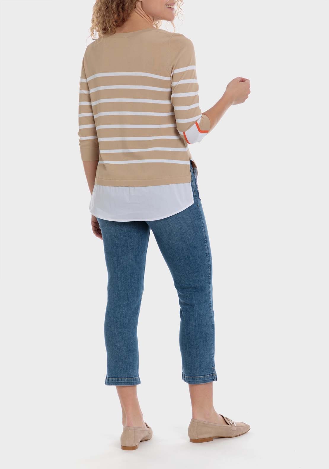 Punt Roma Striped Sweater - Beige 4 Shaws Department Stores
