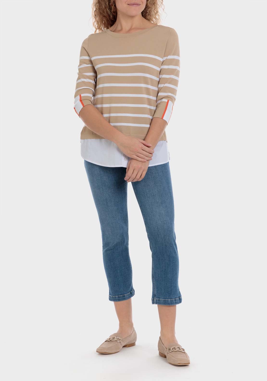 Punt Roma Striped Sweater - Beige 3 Shaws Department Stores