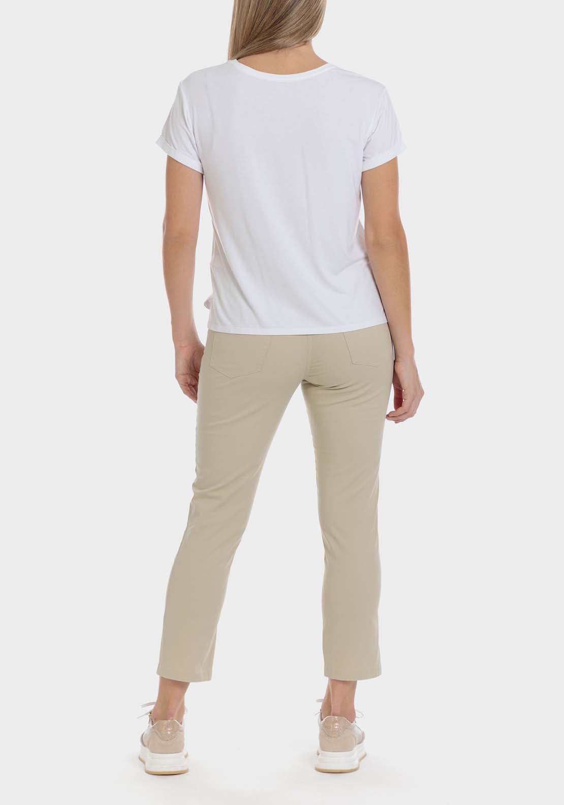 Punt Roma Cotton Capri Trousers - Beige 4 Shaws Department Stores