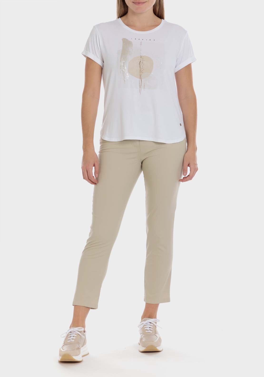 Punt Roma Cotton Capri Trousers - Beige 3 Shaws Department Stores