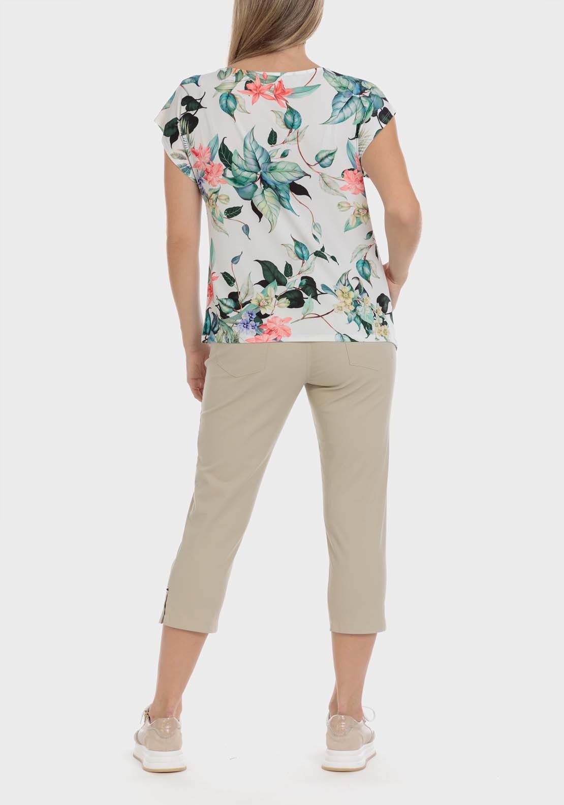 Punt Roma Cotton Crop Trousers - Beige 4 Shaws Department Stores