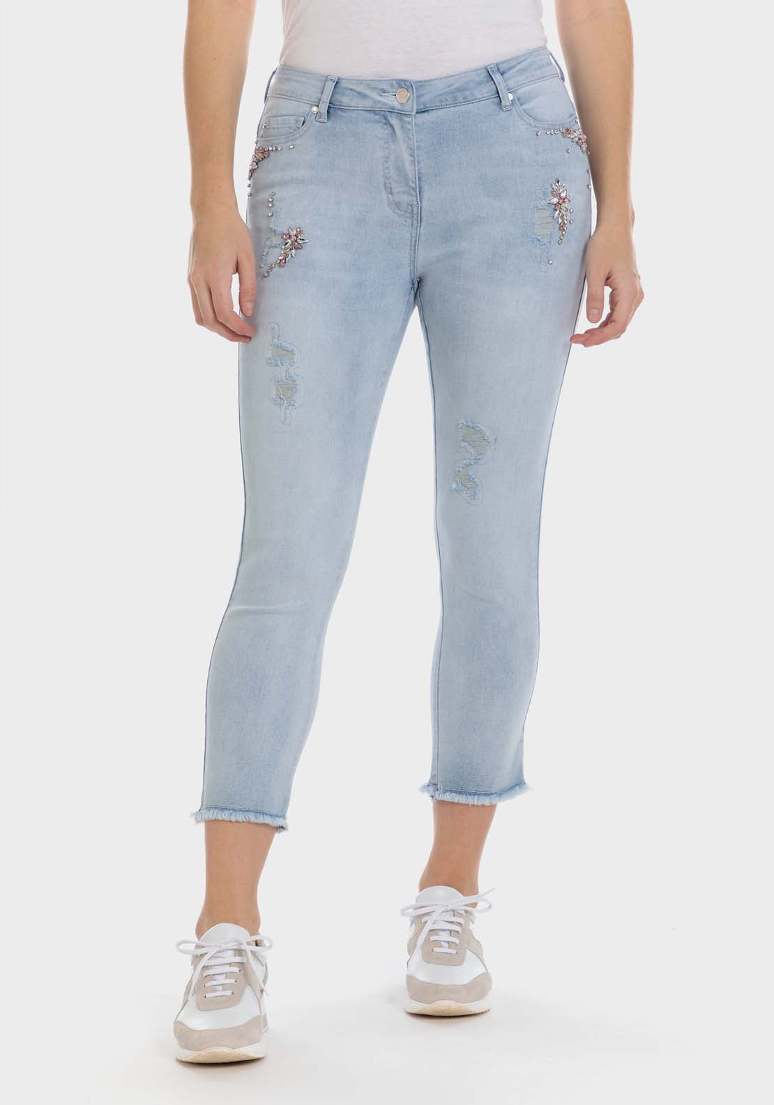 Punt Roma Denim Trousers With Gemstones 1 Shaws Department Stores