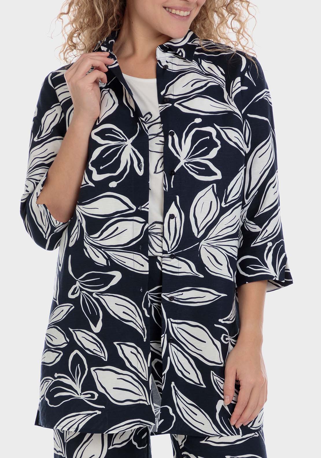 Punt Roma Printed Linen Overshirt 1 Shaws Department Stores