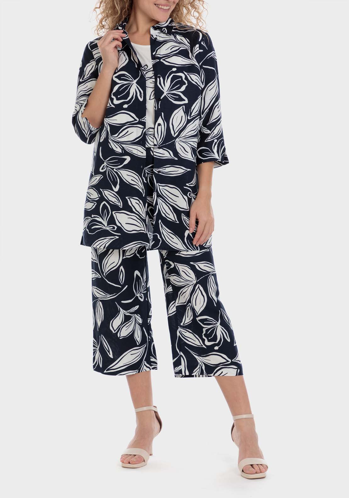 Punt Roma Printed Linen Overshirt 3 Shaws Department Stores
