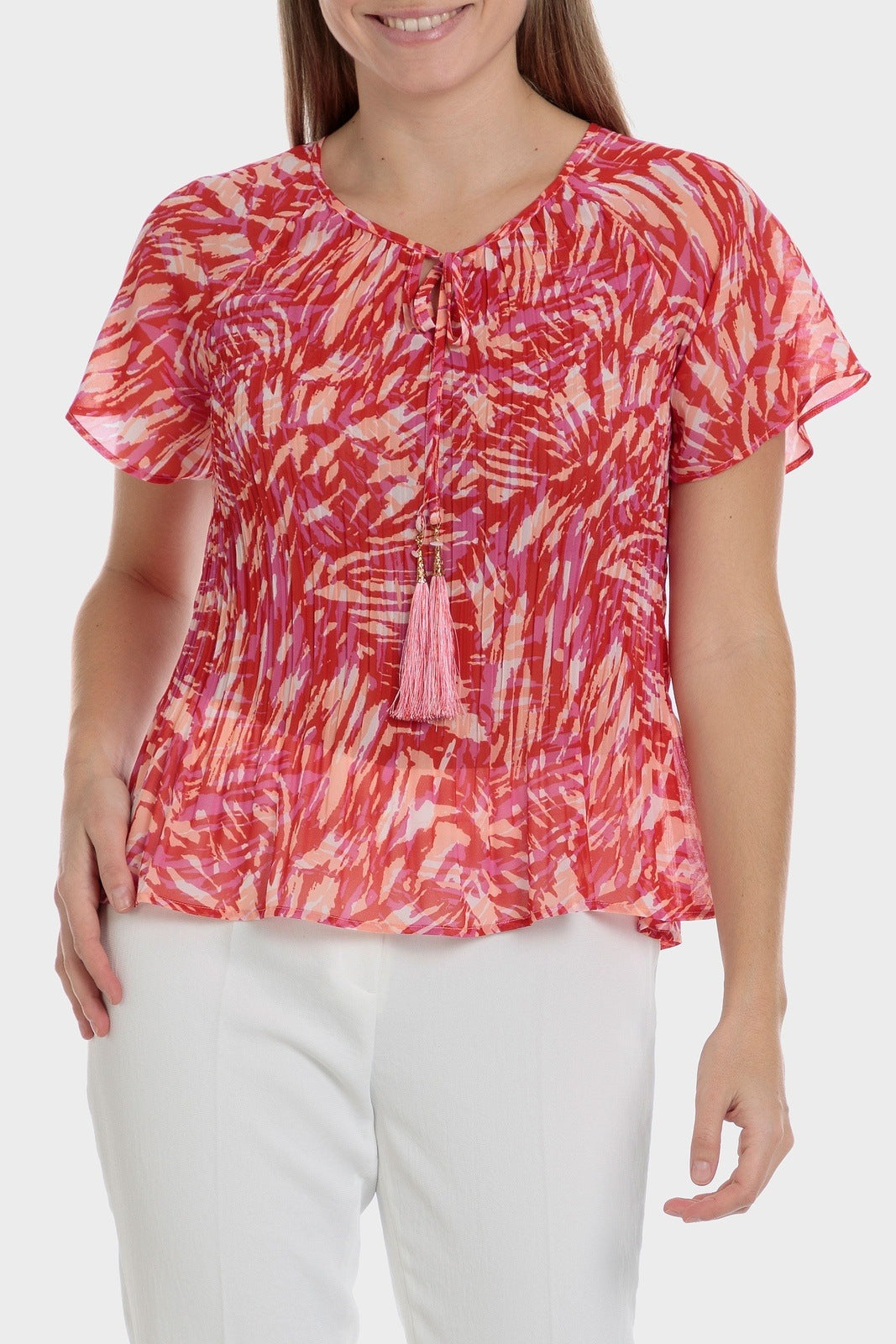 Punt Roma Pleated Top - Red 1 Shaws Department Stores