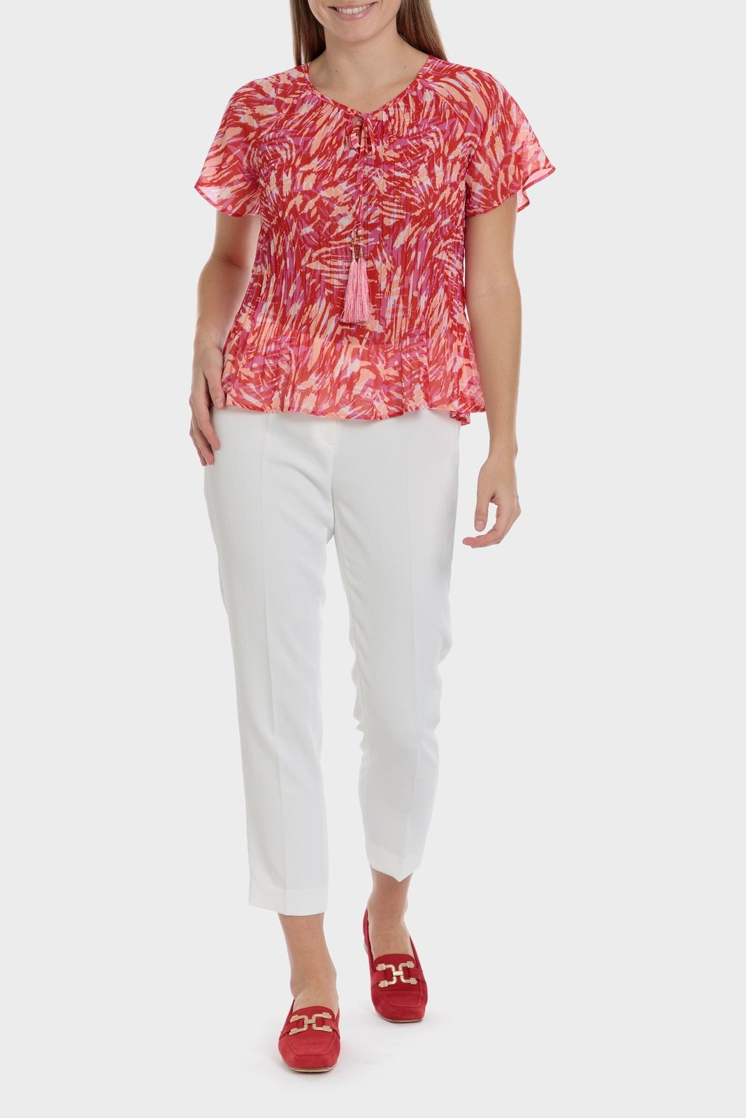 Punt Roma Pleated Top - Red 3 Shaws Department Stores