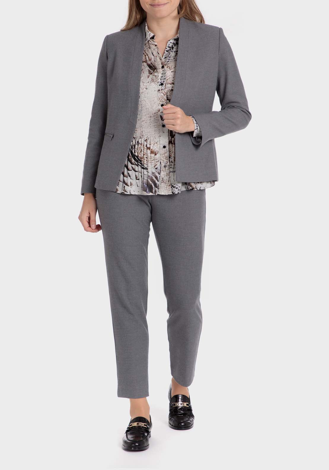 Punt Roma Jacket With Pockets - Grey 3 Shaws Department Stores