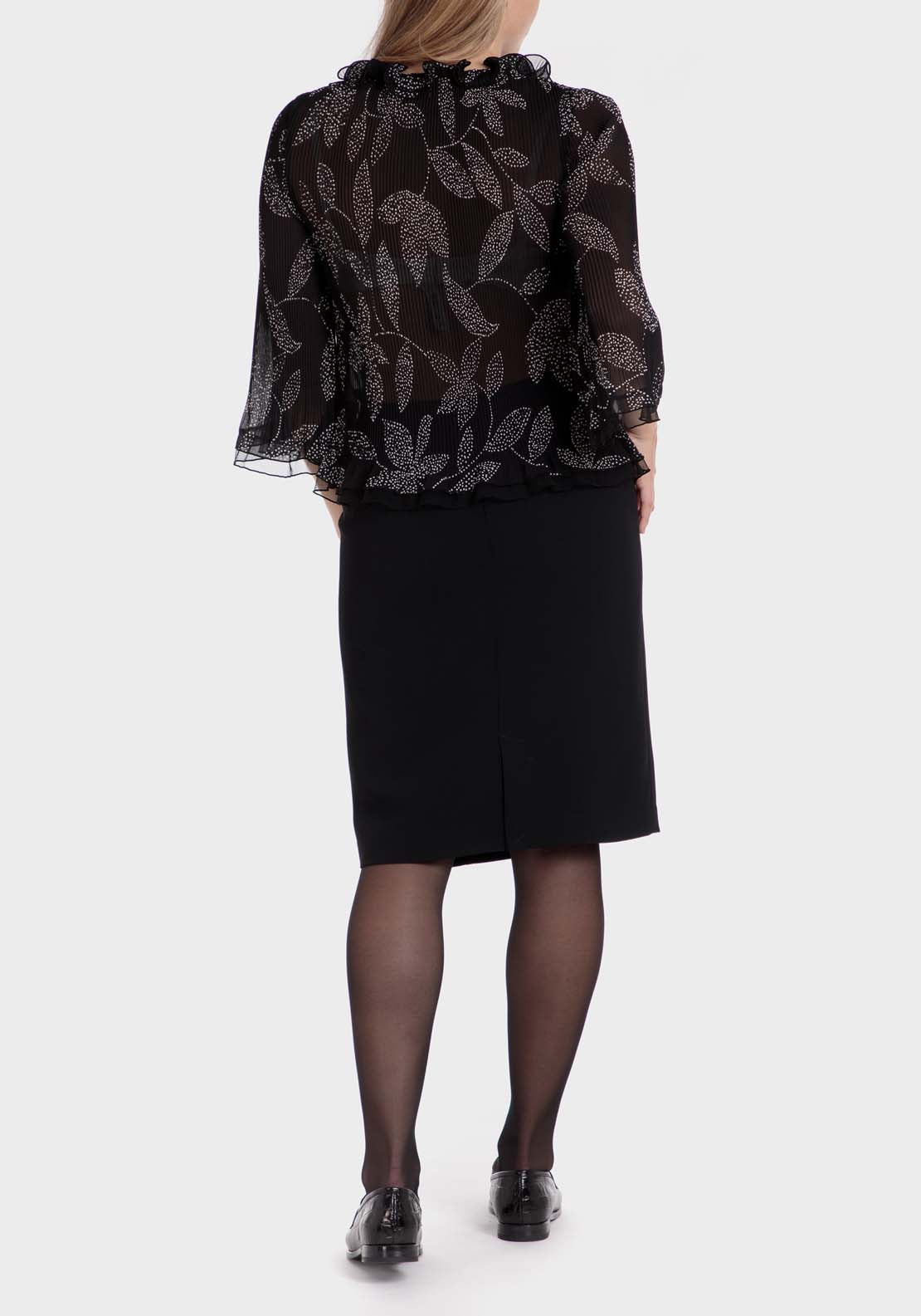 Punt Roma Pleated Shirt With Flounces - Black 4 Shaws Department Stores