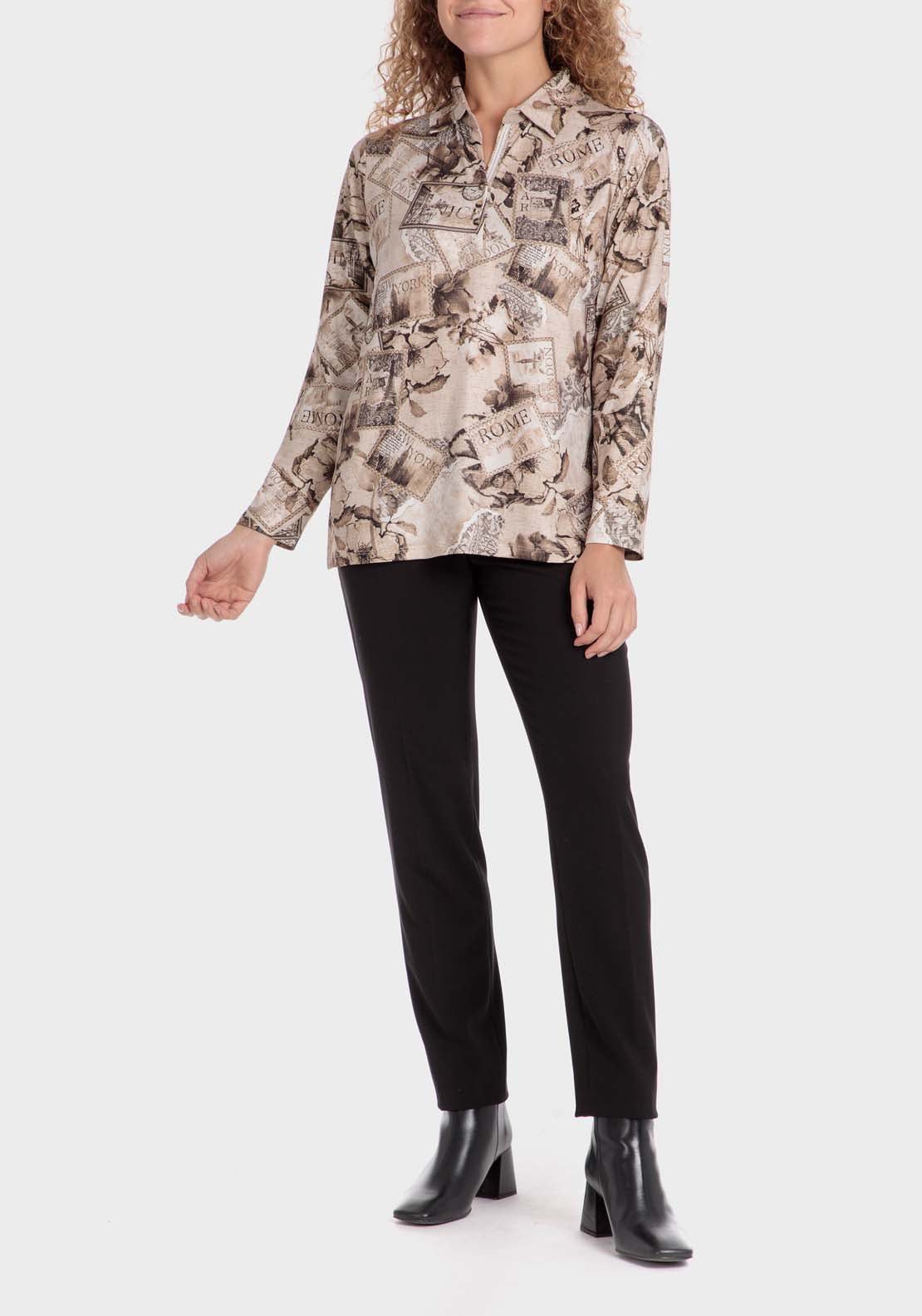 Punt Roma Printed Polo - Beige 3 Shaws Department Stores