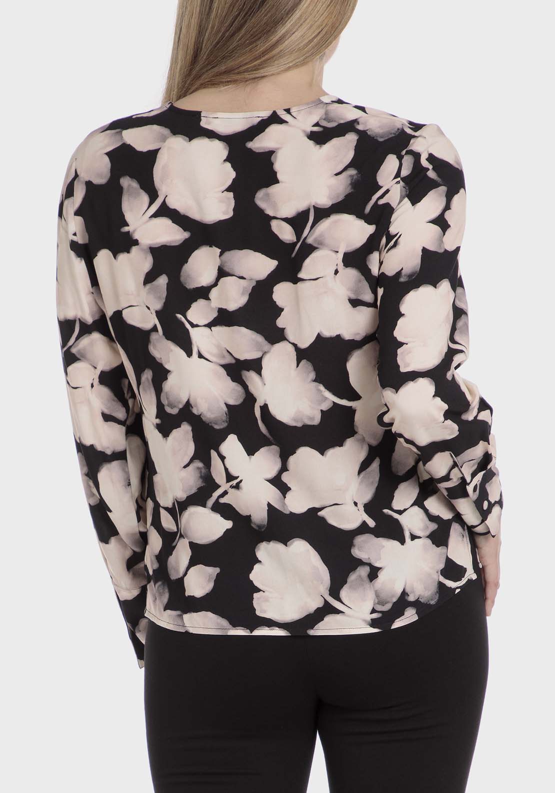 Punt Roma Printed Loose Fitting Blouse - Black 2 Shaws Department Stores