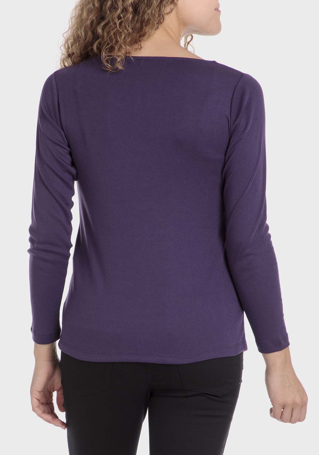 Punt Roma Basic T-Shirt With Gemstones - Purple 2 Shaws Department Stores