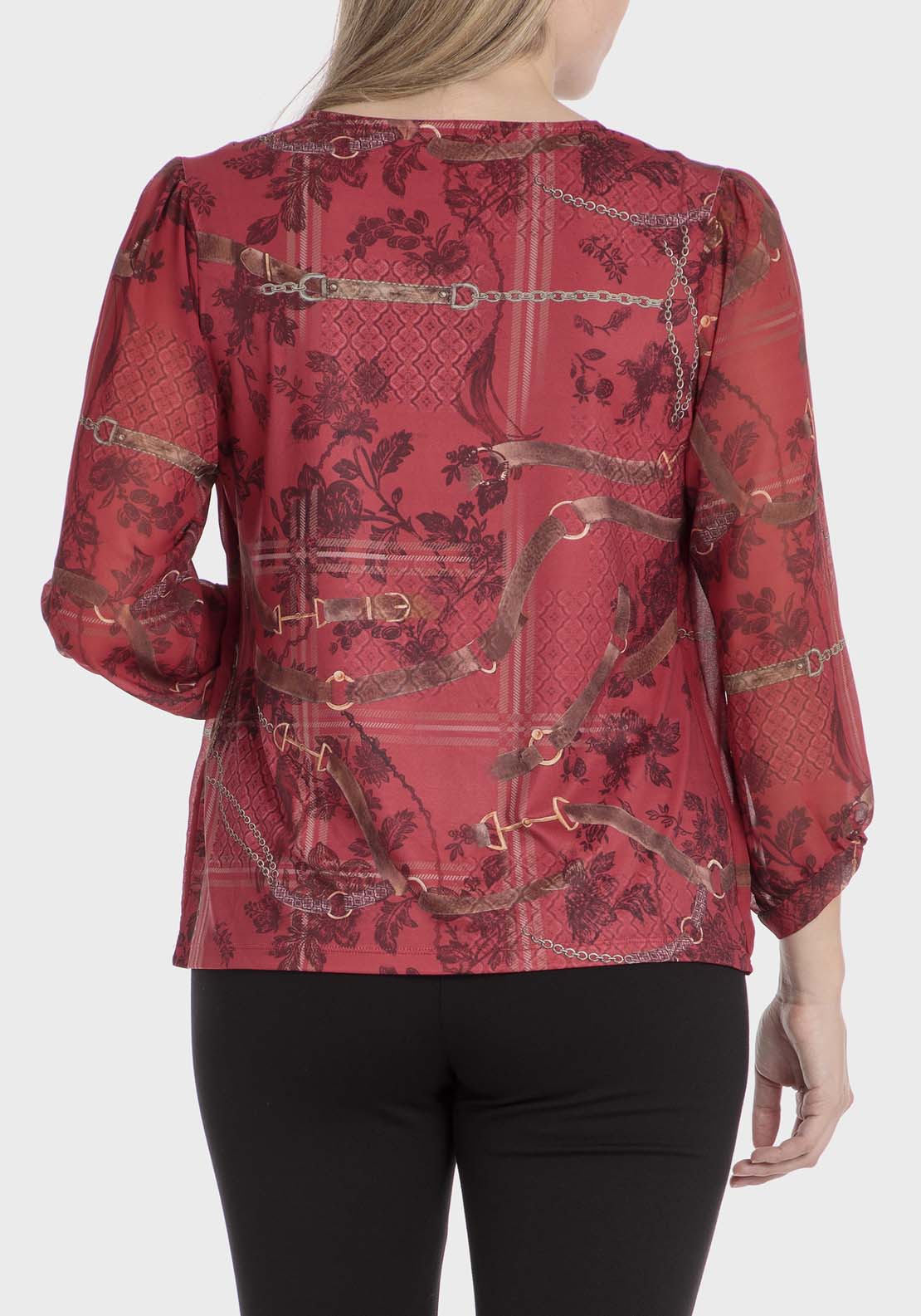 Punt Roma Chains Print T-Shirt - Red 2 Shaws Department Stores