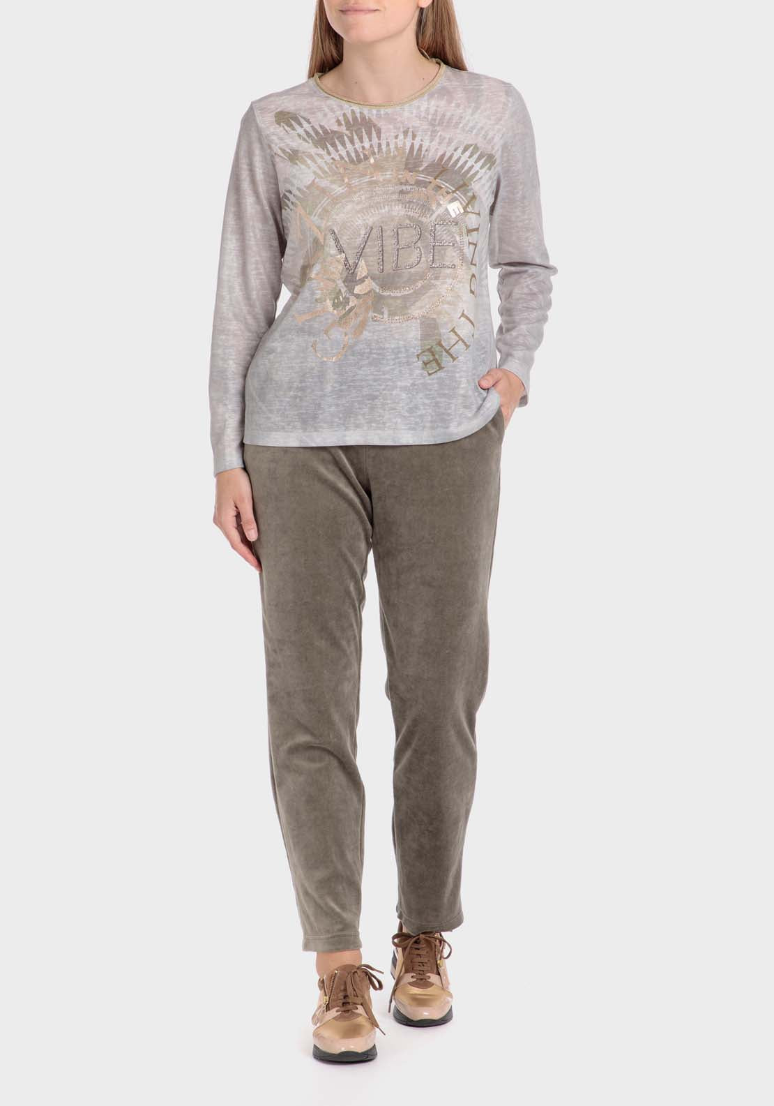Punt Roma Printed T-Shirt With Metallic - Green 3 Shaws Department Stores