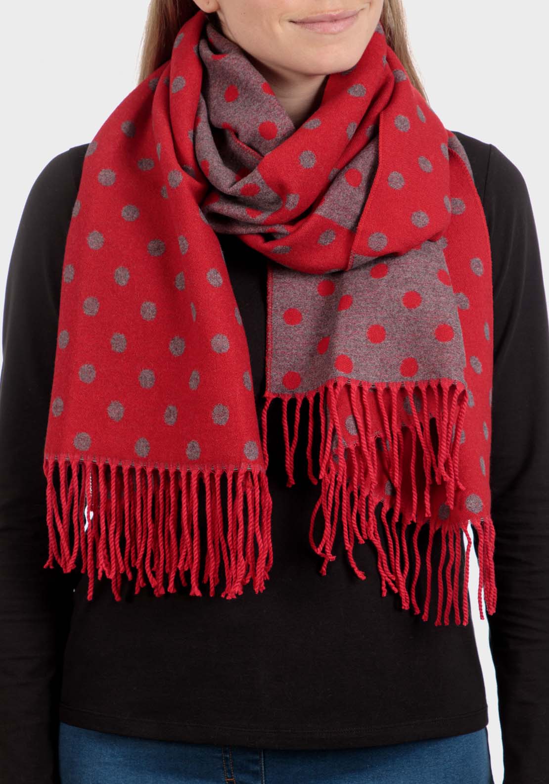Punt Roma Polka Dot Scarf - Red 1 Shaws Department Stores