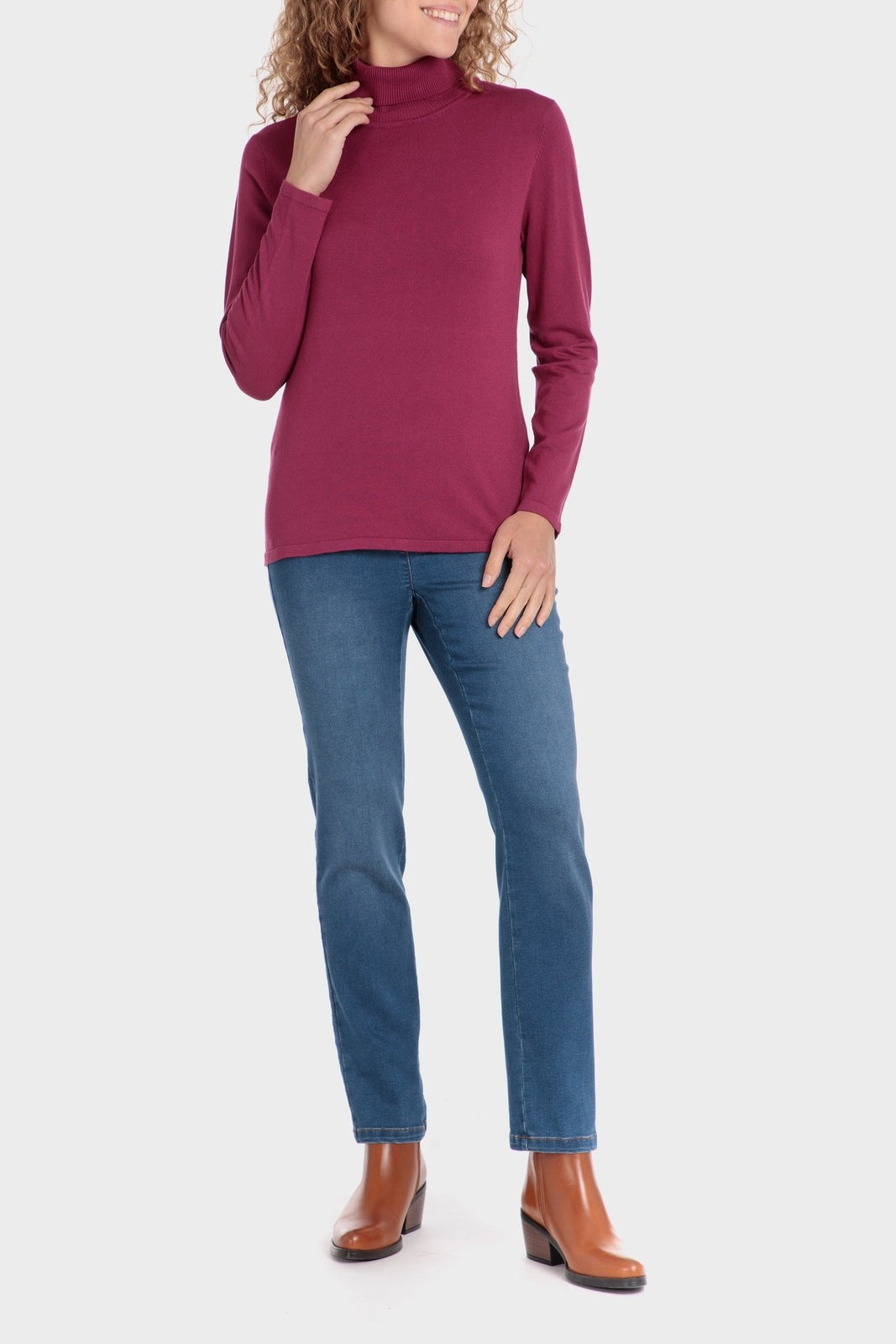 Punt Roma Basic Turtleneck Sweater - Red Pomegranate 3 Shaws Department Stores