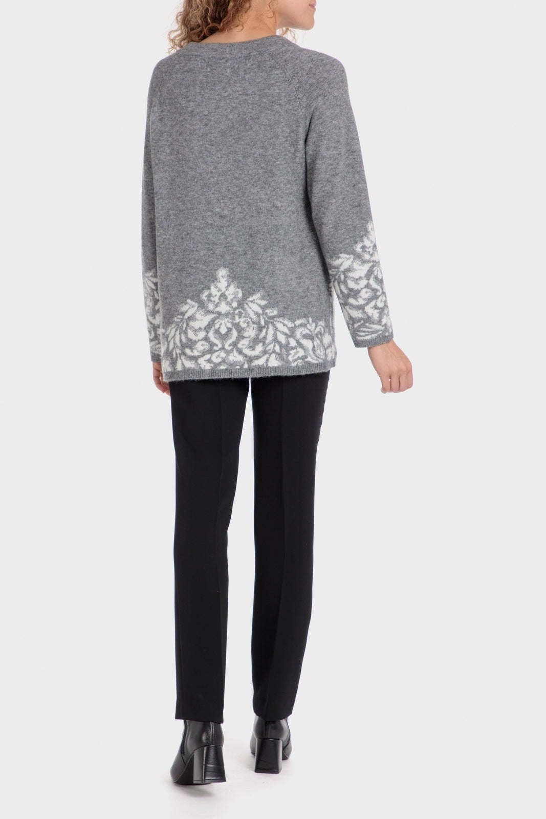 Punt Roma Jacquard Sweater - Grey 4 Shaws Department Stores