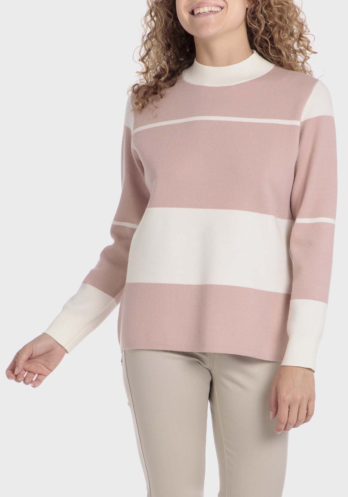 Punt Roma Striped Sweater - Pink 1 Shaws Department Stores