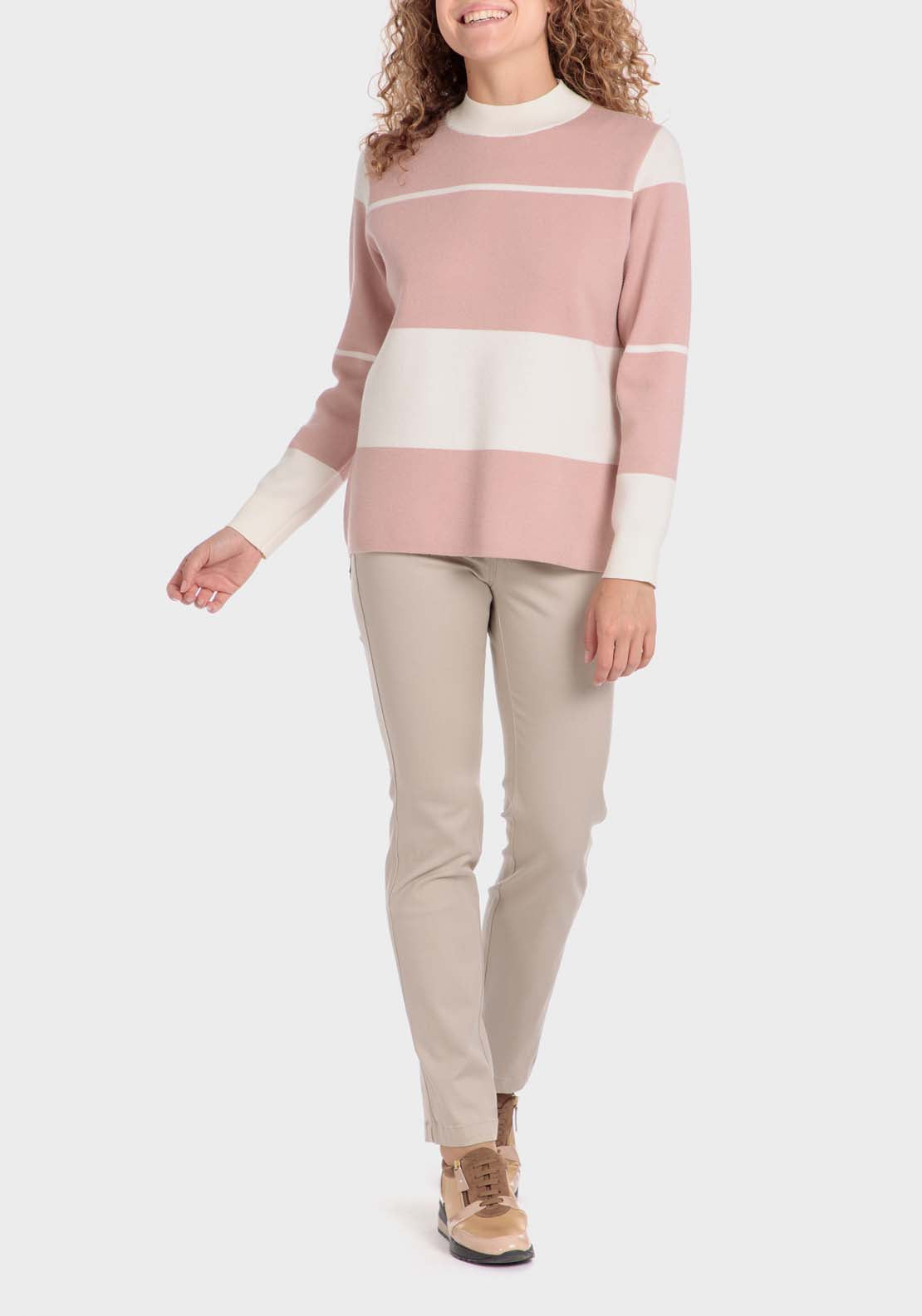 Punt Roma Striped Sweater - Pink 3 Shaws Department Stores