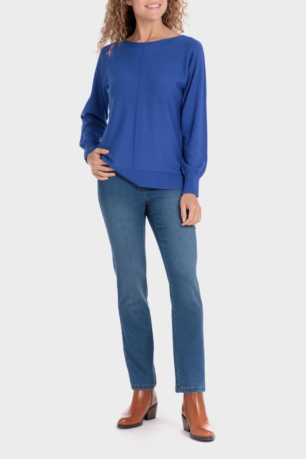 Punt Roma Batwing Sleeve Sweater - Blue 3 Shaws Department Stores