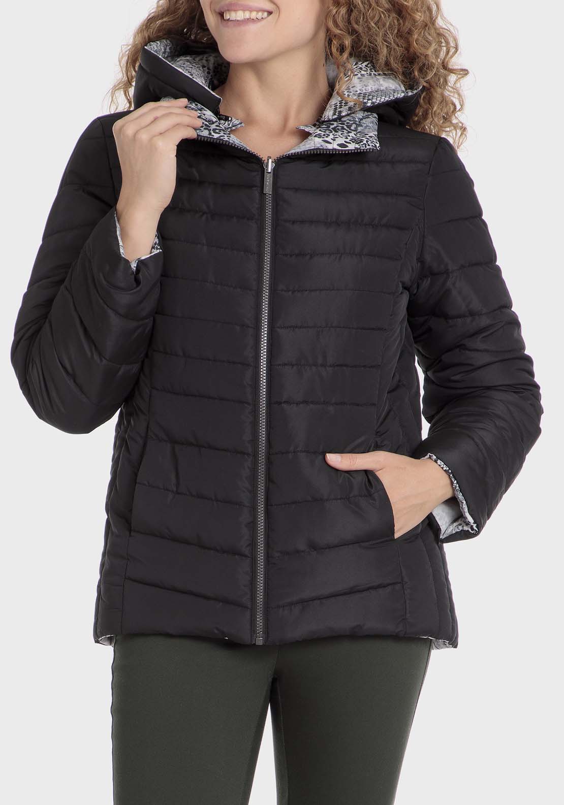 Punt Roma Reversible Printed Parka - Black 1 Shaws Department Stores