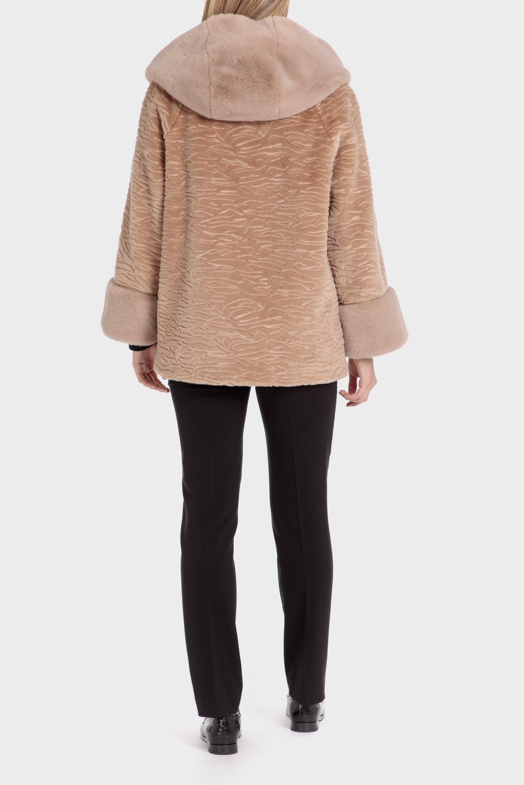 Punt Roma Fur Three-Quarter Coat - Beige 4 Shaws Department Stores