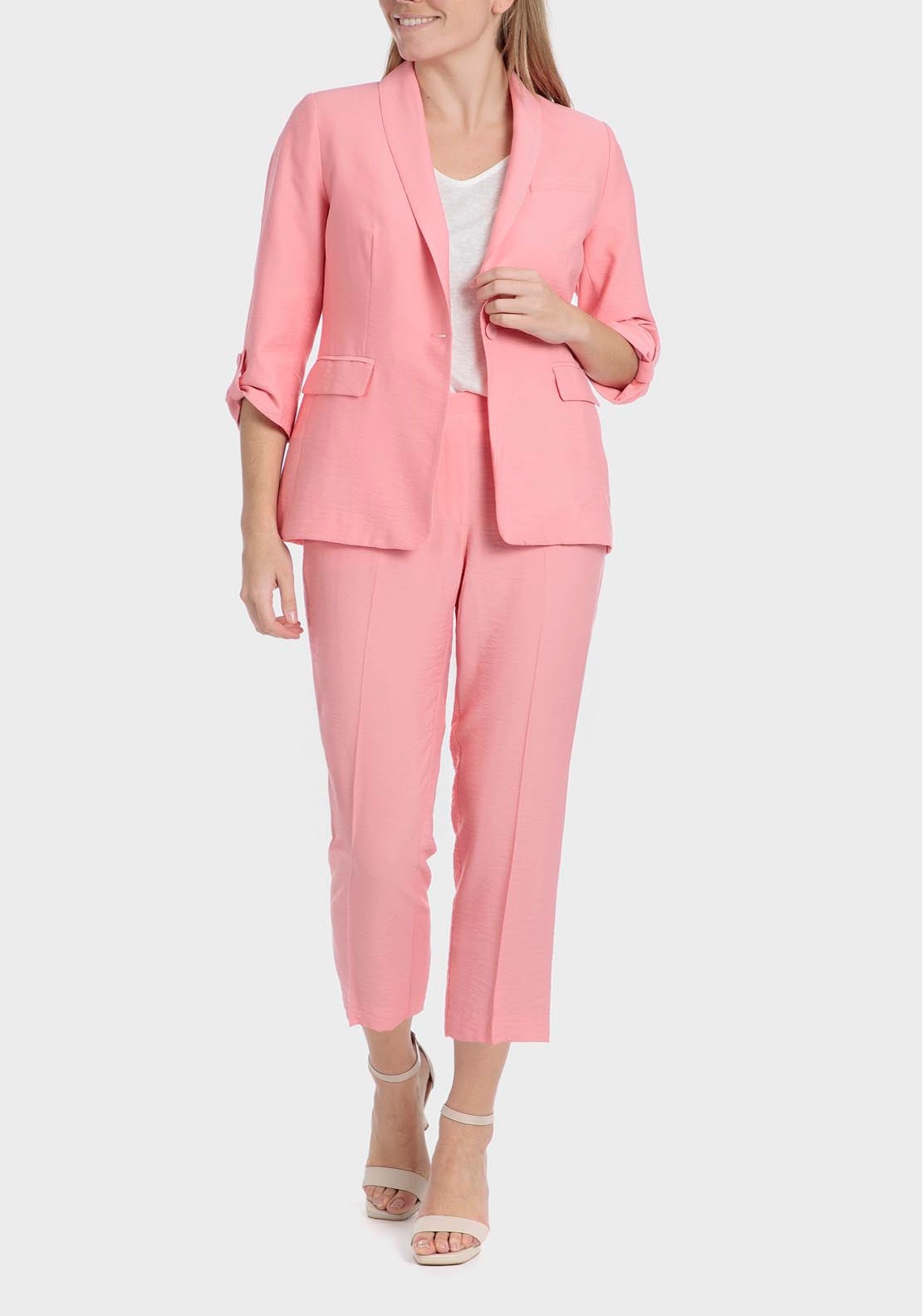 Punt Roma Salmon coloured blazer - Pink 7 Shaws Department Stores