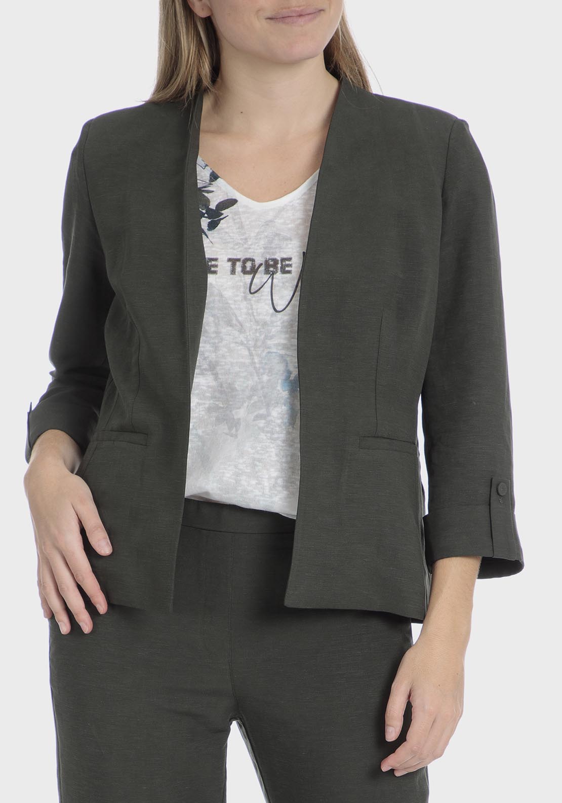 Punt Roma Linen blazer - Green 6 Shaws Department Stores