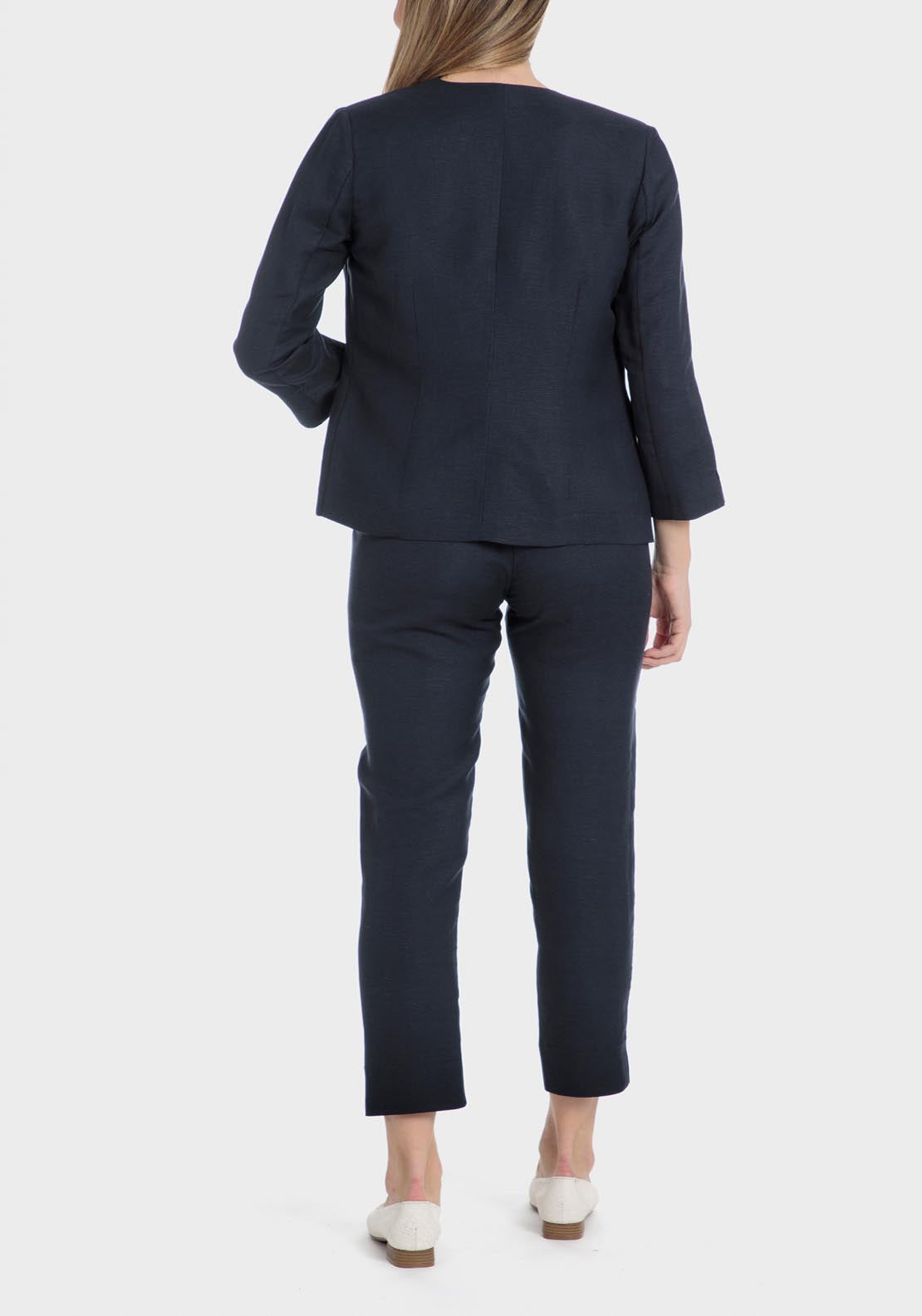 Punt Roma Linen Blend Blazer - Blue / Navy 4 Shaws Department Stores
