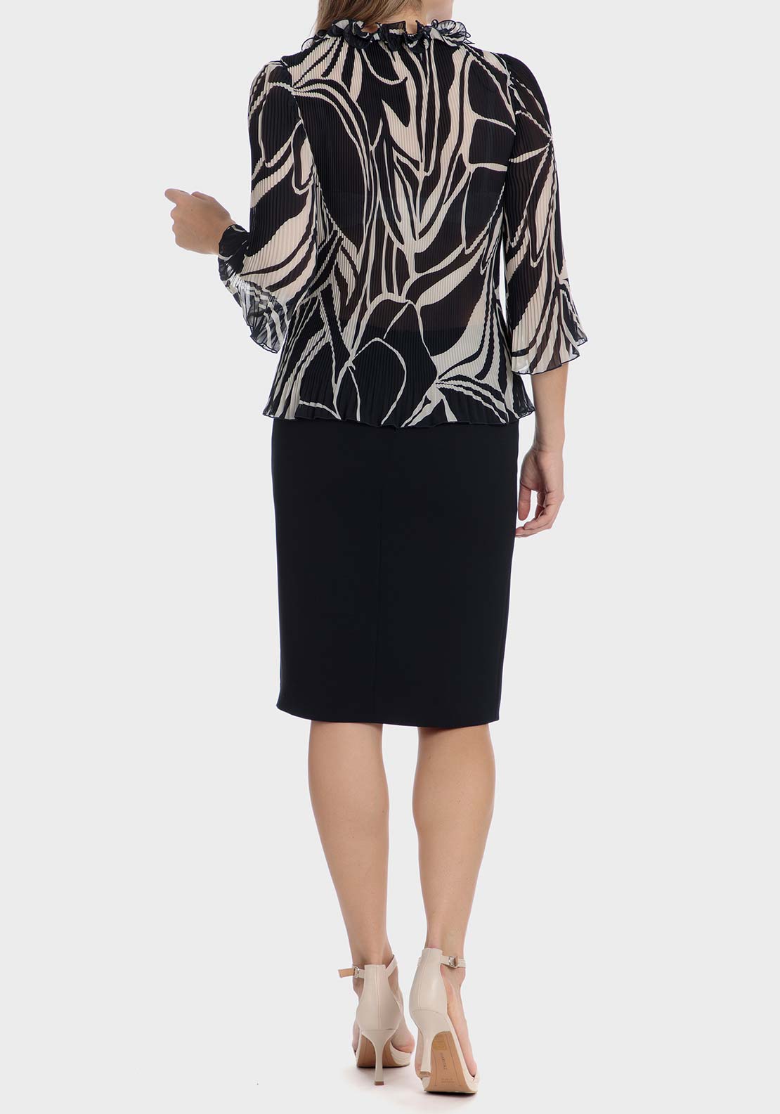 Punt Roma Printed pleated shirt - Blue / Navy 4 Shaws Department Stores