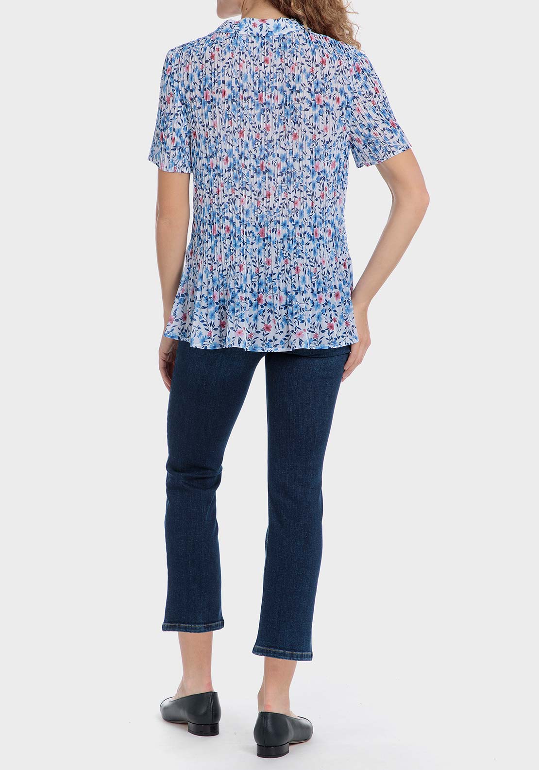 Punt Roma Floral pleated shirt - Blue 4 Shaws Department Stores