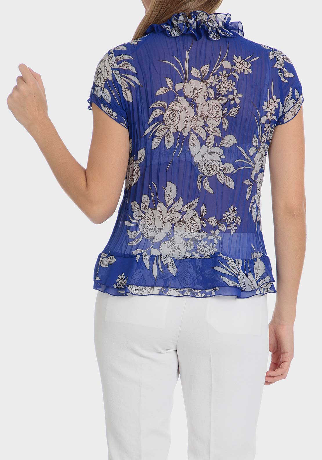 Punt Roma Printed pleated shirt - Blue Electric 2 Shaws Department Stores