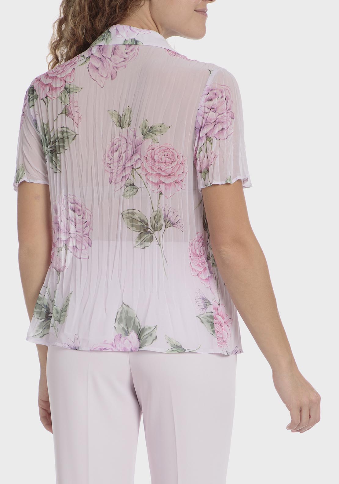 Punt Roma Printed Pleated Shirt - Pink 2 Shaws Department Stores