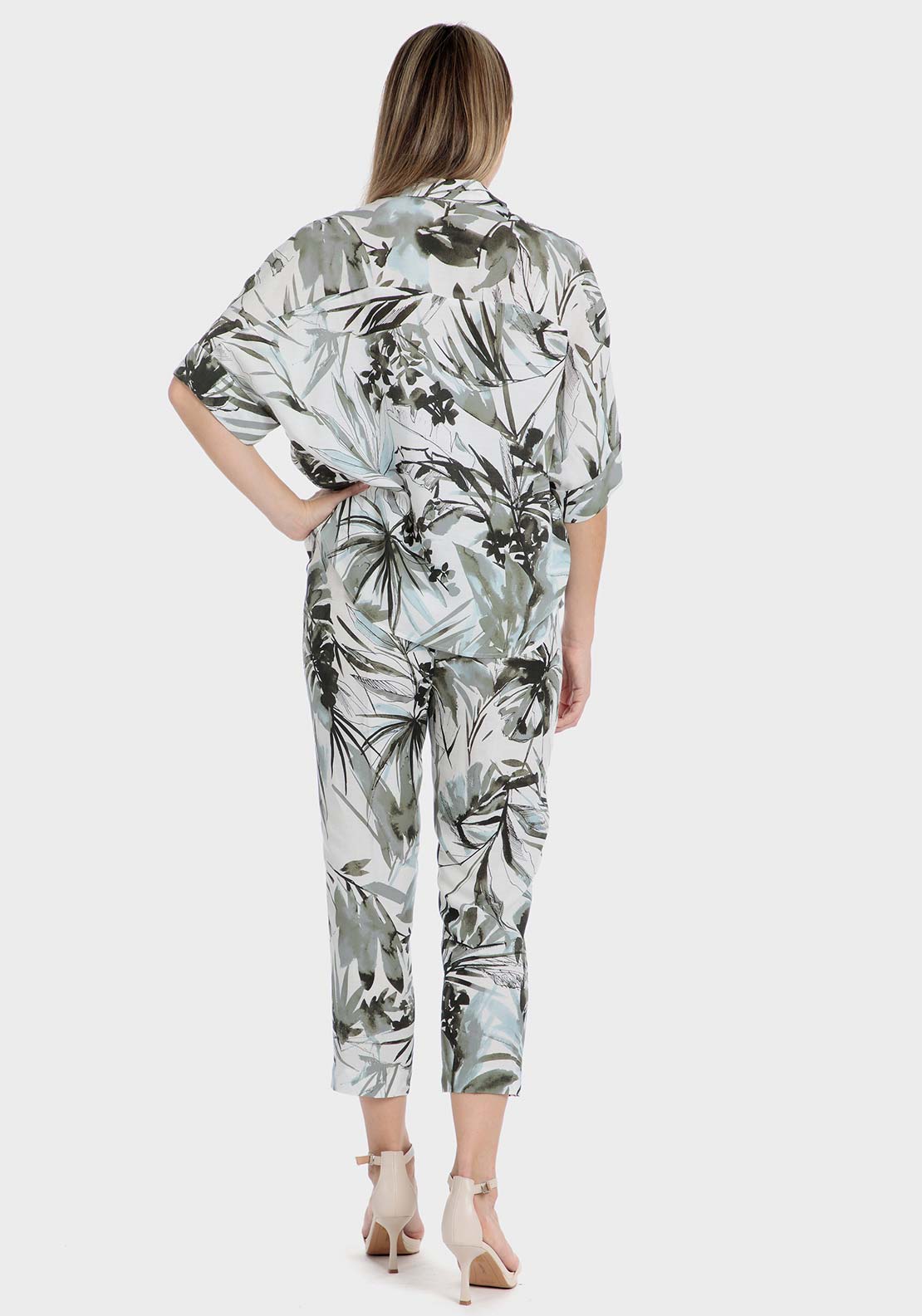 Punt Roma Printed linen shirt - Green 4 Shaws Department Stores