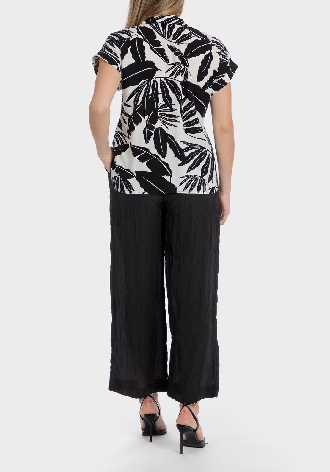 Punt Roma Leaf Printed Shirt - Black 3 Shaws Department Stores