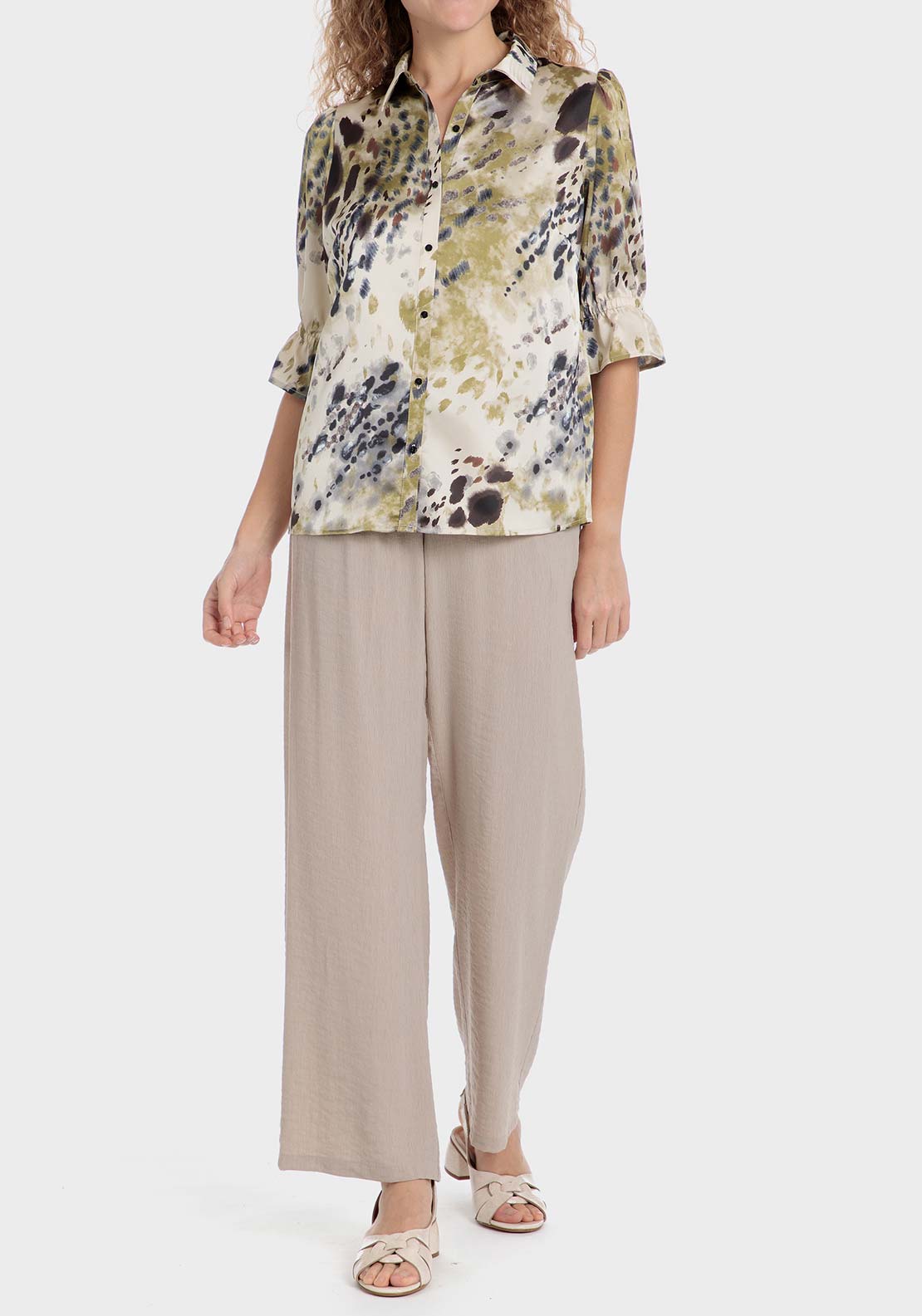 Punt Roma Animal print shirt - White / Green 3 Shaws Department Stores