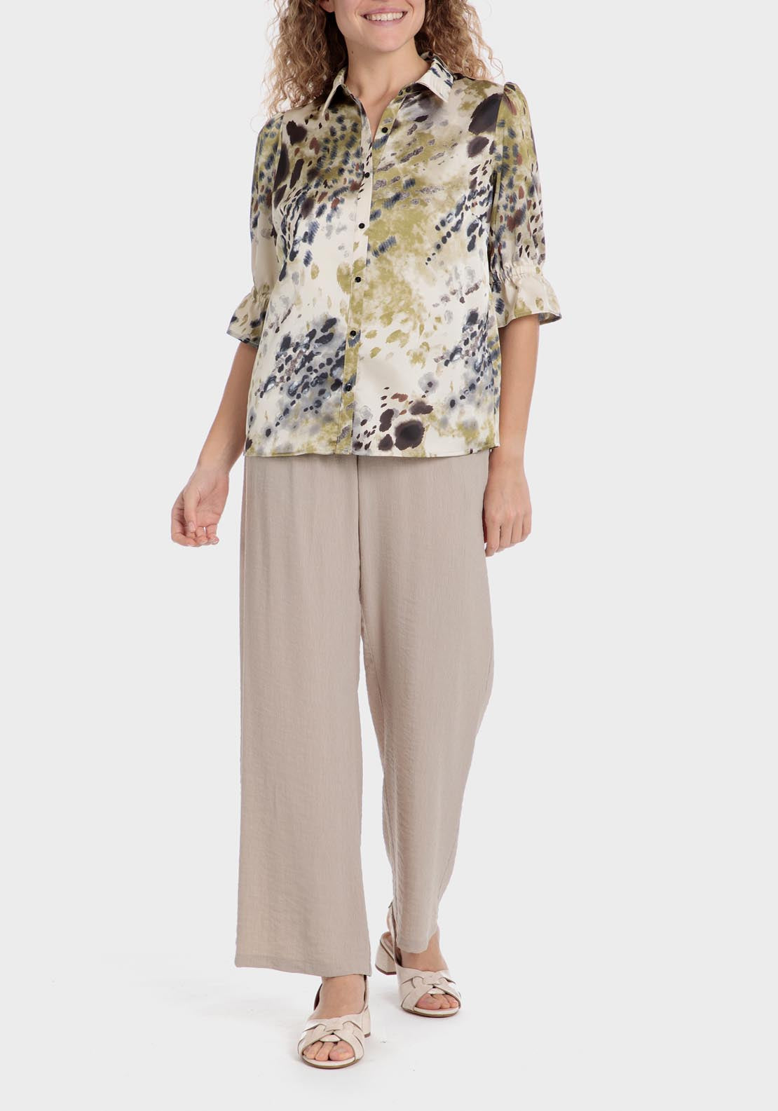 Punt Roma Animal print shirt - White / Green 5 Shaws Department Stores