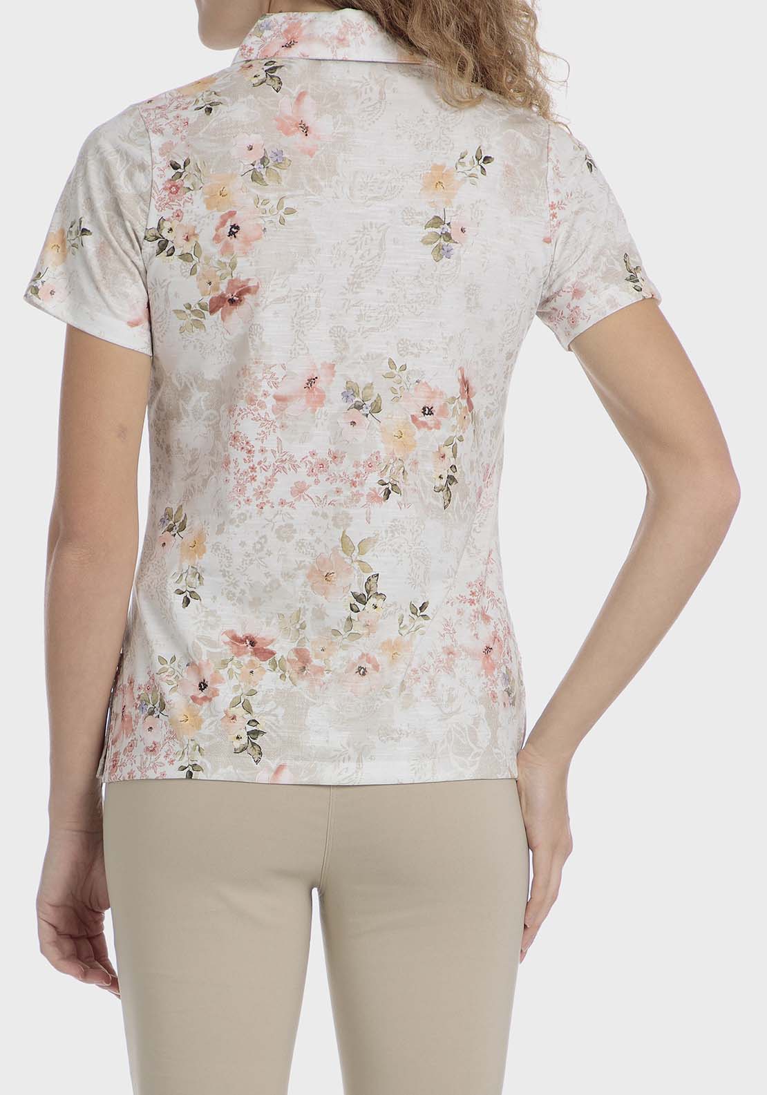 Punt Roma Floral print polo - Beige 2 Shaws Department Stores
