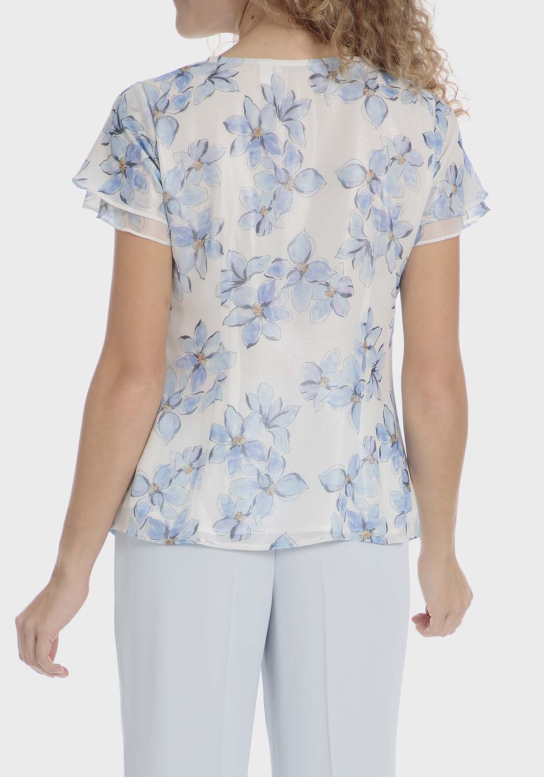 Punt Roma Floral print blouse - Blue 2 Shaws Department Stores