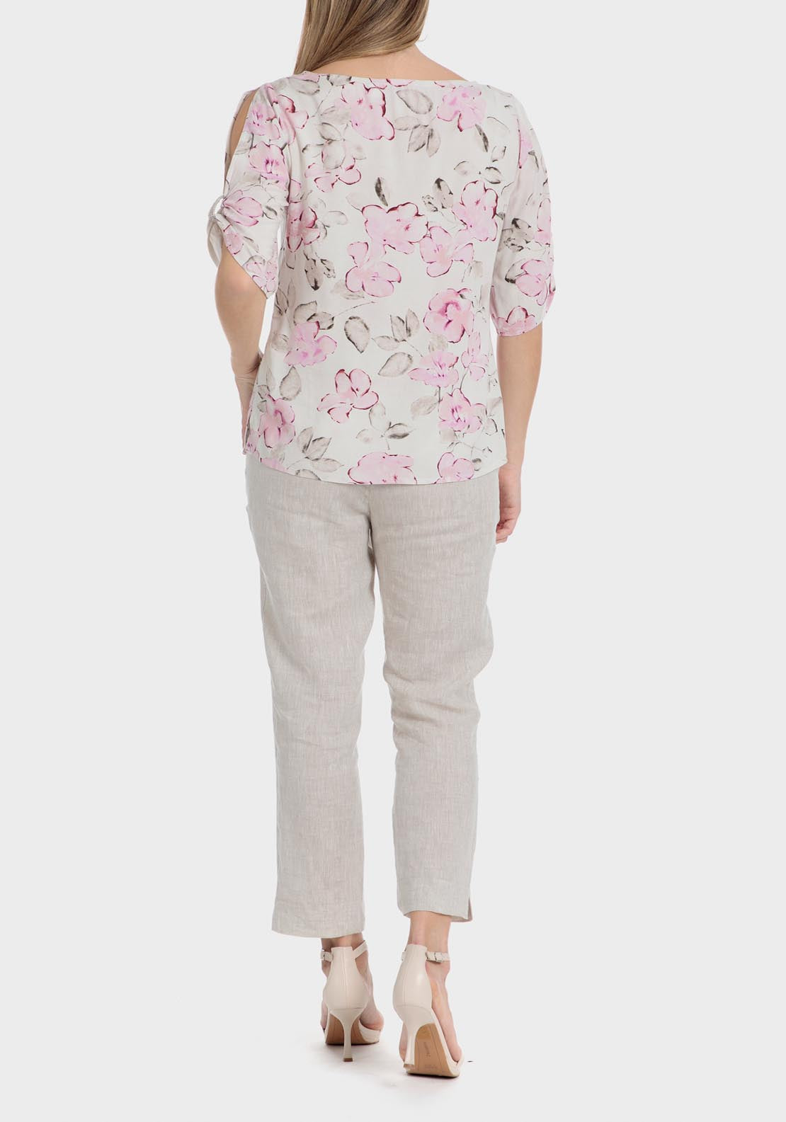 Punt Roma Floral print blouse - Beige 7 Shaws Department Stores