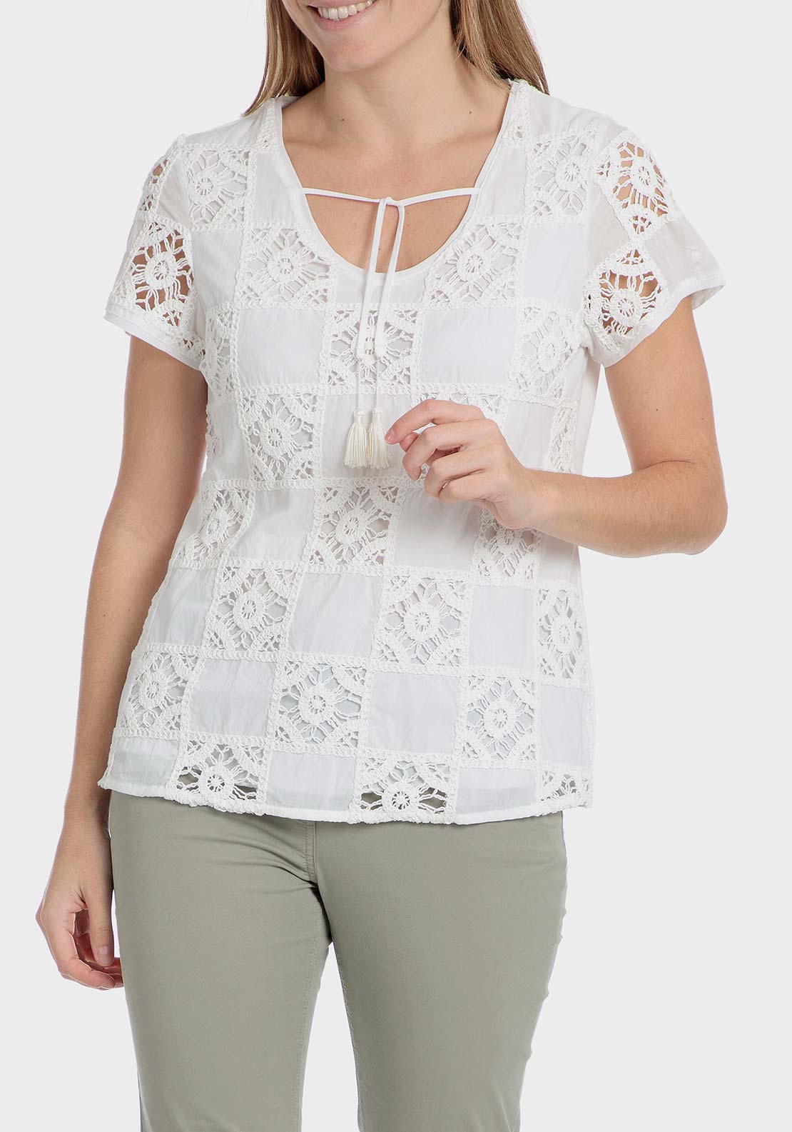 Punt Roma White loose fitting blouse - White 1 Shaws Department Stores